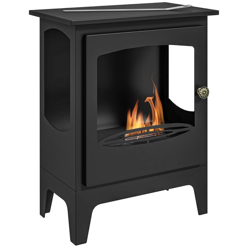 HOMCOM Freestanding Ethanol Fireplace Bioethanol Fireplace with 3 Hours Burning