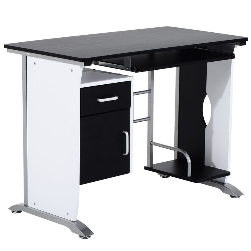 HOMCOM Computer Desk Workstation Table Sliding Keyboard Shelf Wood Drawer Home B