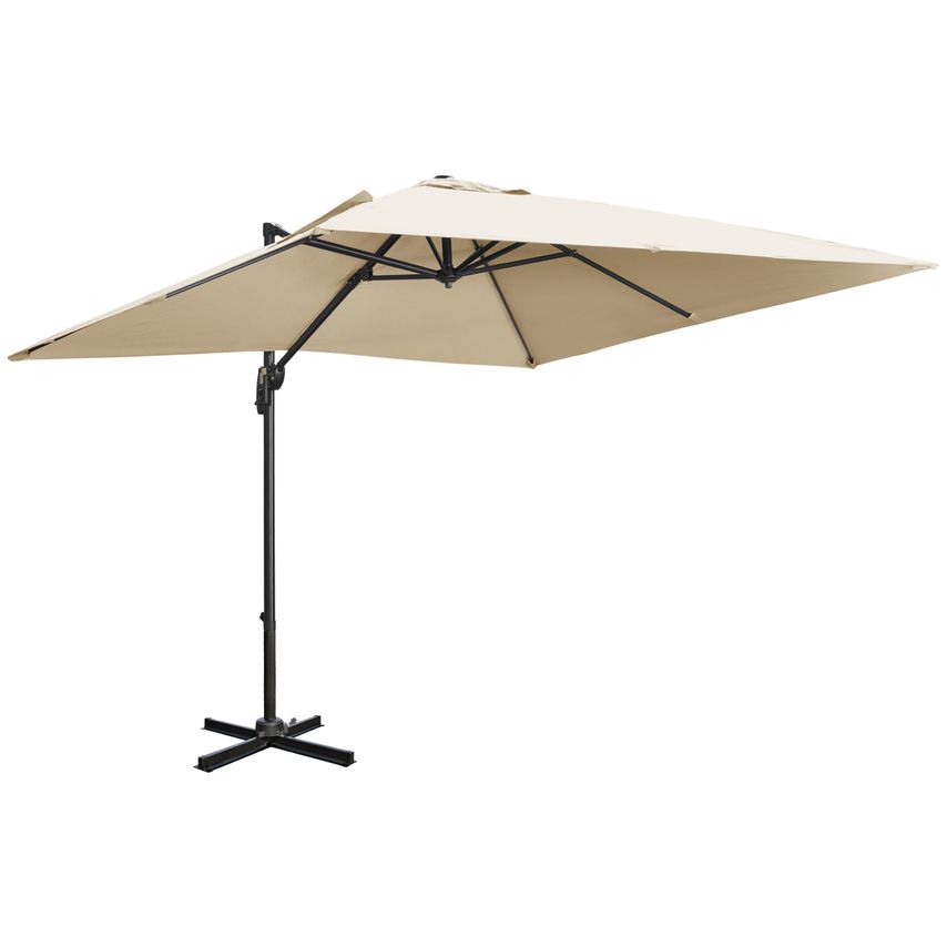 Outsunny 2.7x2.7m Garden Cantilever Parasol w/360 Rotation Crank Handle Tilt84D-