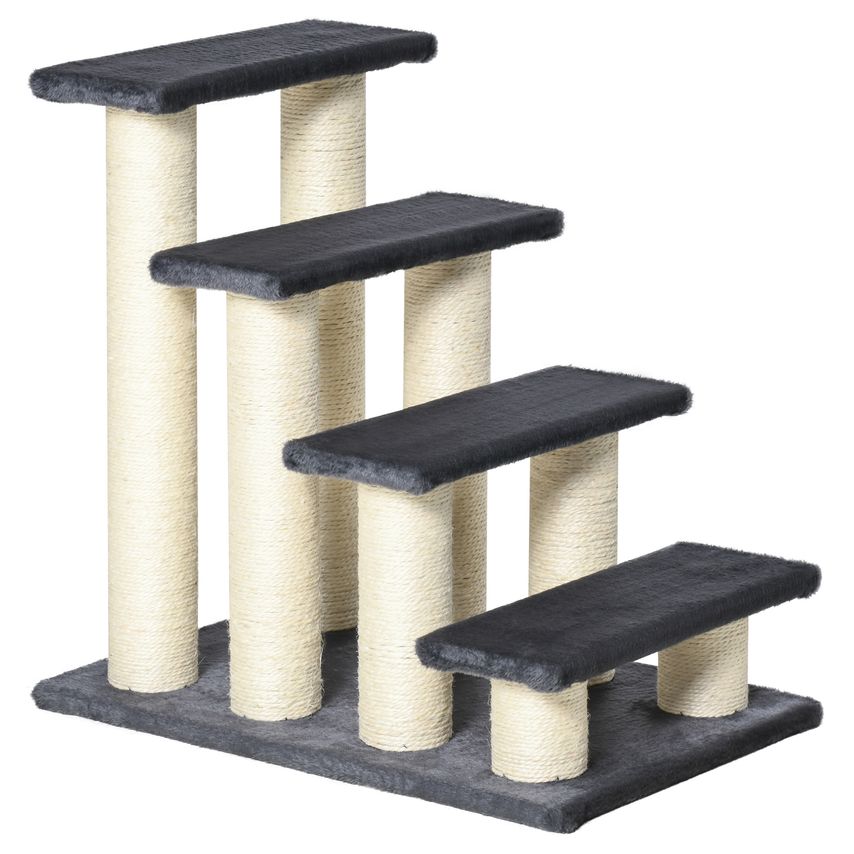 Pet Stairs 4 Steps for Sofa, Bed Ladder Easy Climb Portable 60x40.5x59 cm Grey
