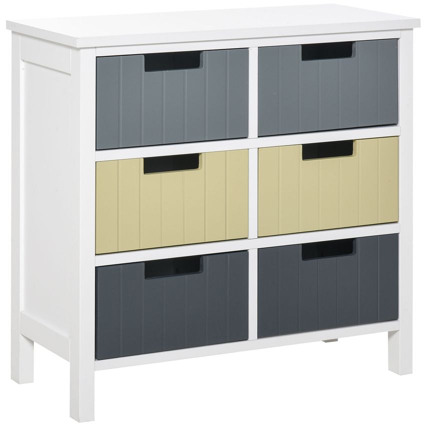 HOMCOM Chest of Drawers Storage Side Cabinet w/6 Detachable Drawers Home Furnitu