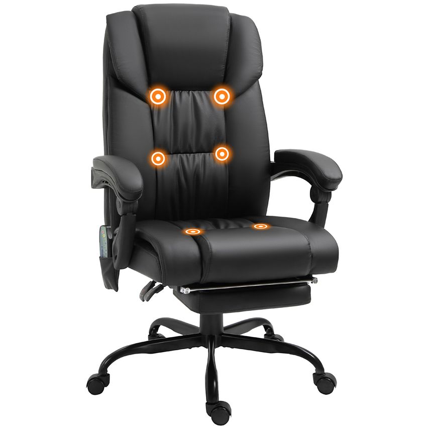 Vinsetto PU Leather Massage Office Chair with 6 Vibration Points Adjustable Heig