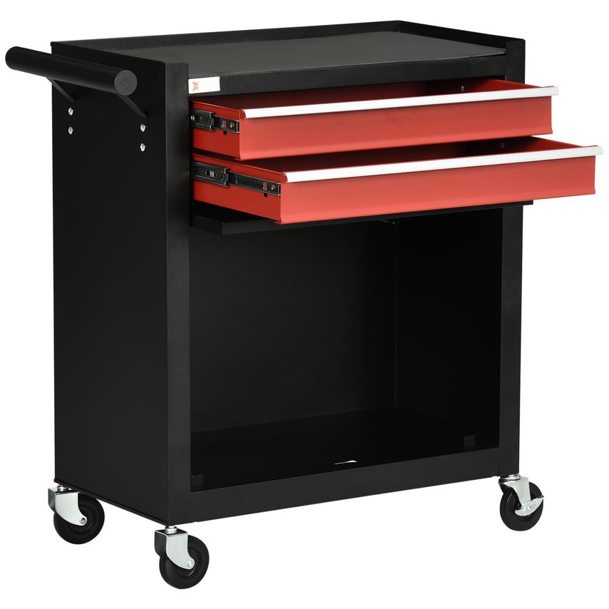 Shop DURHAND 2 Drawers Tool Chest on Wheels Lockable Tool Trolley w