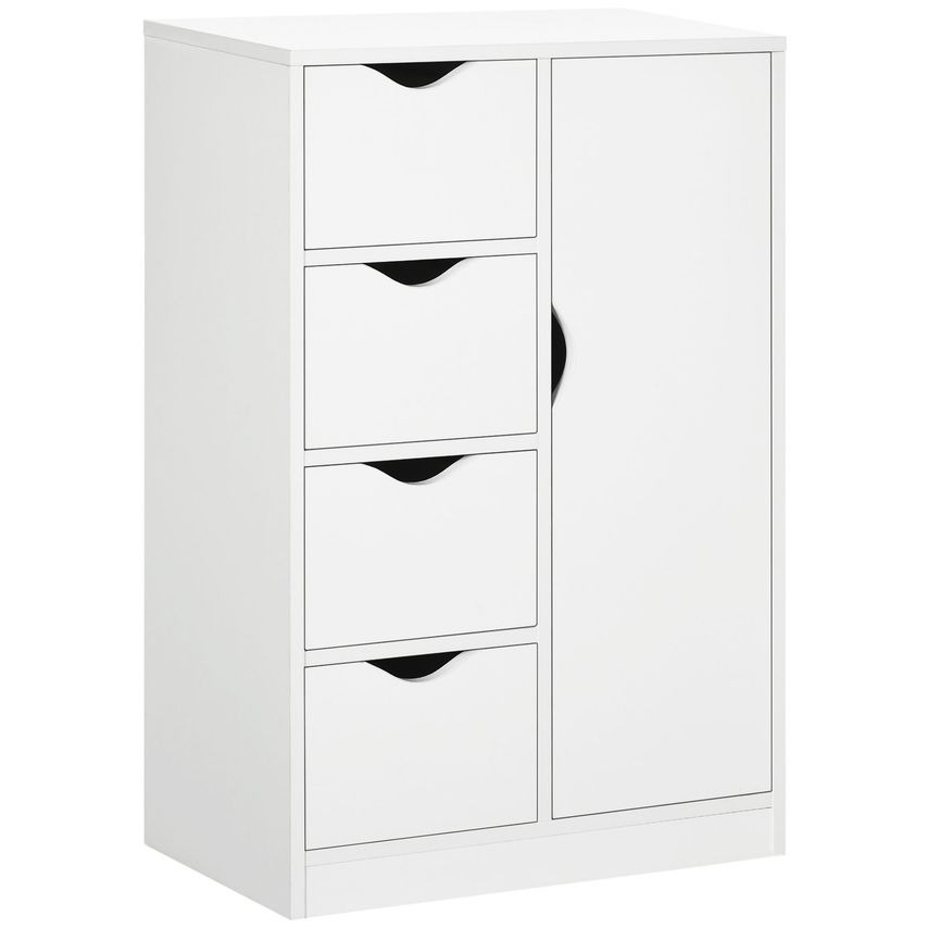 HOMCOM Bathroom Floor Cabinet Freestanding Storage Unit with 4 Drawers for Livin