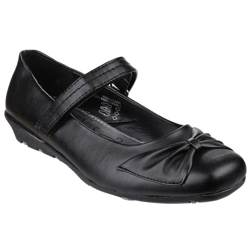 US Brass Claire Touch Fastening Bar Shoe Female Black UK Size 8