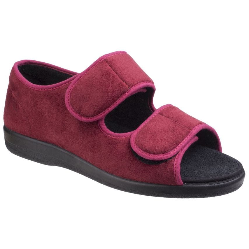 GBS Med Brompton Touch Fastening Slipper Unisex Burgundy UK Size 4