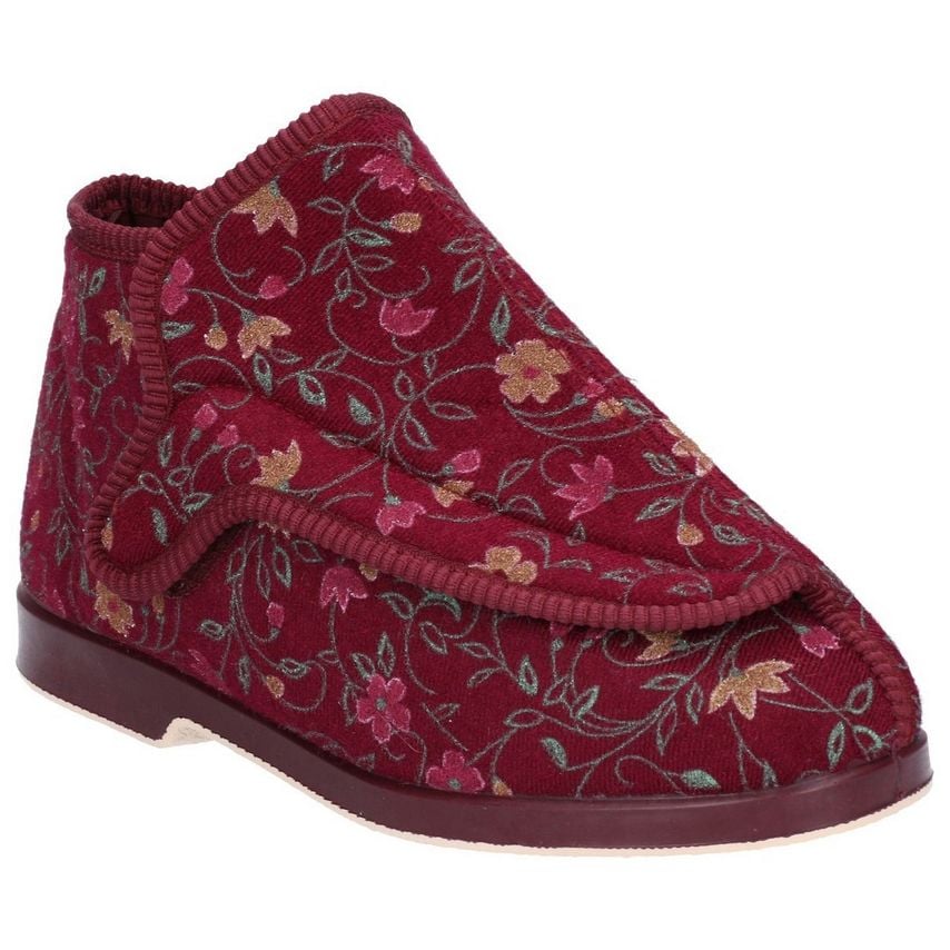 GBS Rhona Ladies Extra Wide Fit Slipper Female Wine UK Size 3