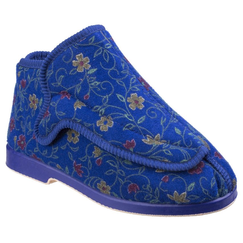 GBS Rhona Ladies Extra Wide Fit Slipper Female Blue UK Size 7
