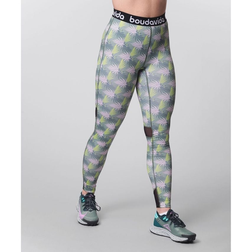 Boudavida Impact Print Leggings Female Fronds Printed Pattern UK Size 12