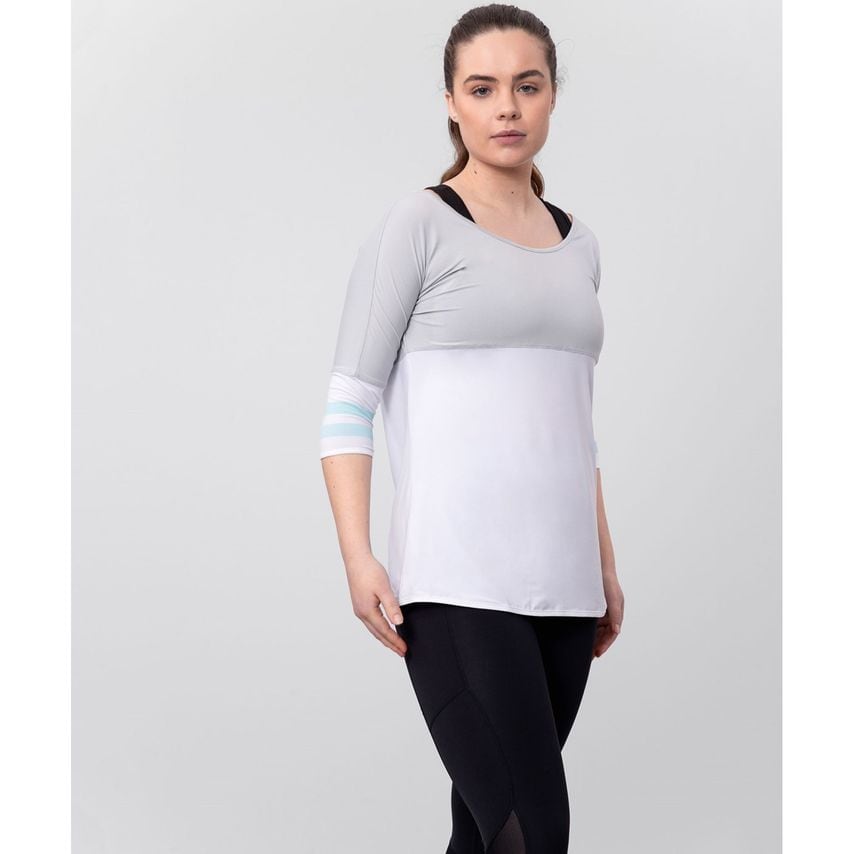 Boudavida Swagger Oversized Gym T-Shirt Female Pale Grey/White UK Size 14