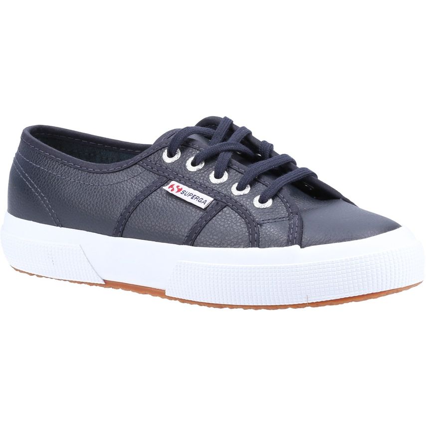Superga 2750 Tumbled Leather Shoe Female Blue Navy UK Size 3