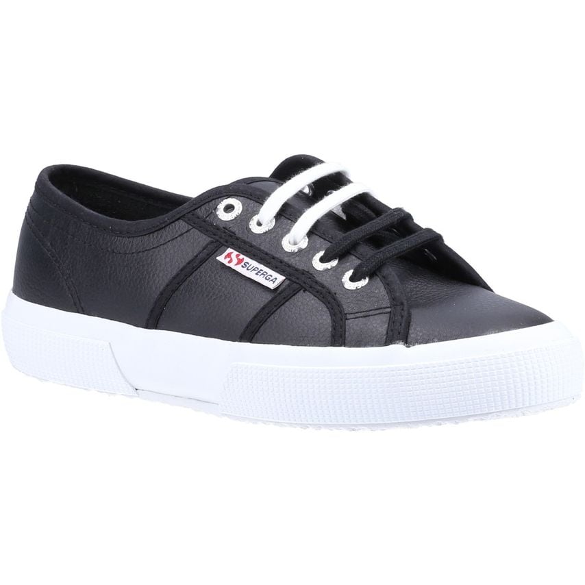 Superga 2750 Tumbled Leather Shoe Female Black/White UK Size 8