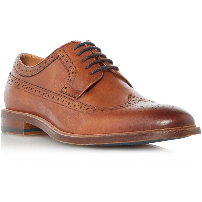 Dune Superior Leather Wingtip Brogue Shoes Male Tan UK Size 6