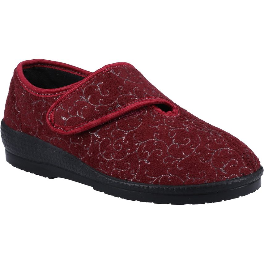 GBS Geraldine Ladies Classic Slippers Female Burgundy UK Size 3