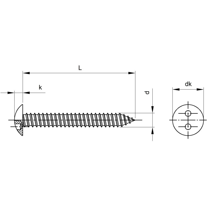 Qualfast 4.8x9.5mm Security 2-HOLES Pan Head Tap Screw A2- you get 100