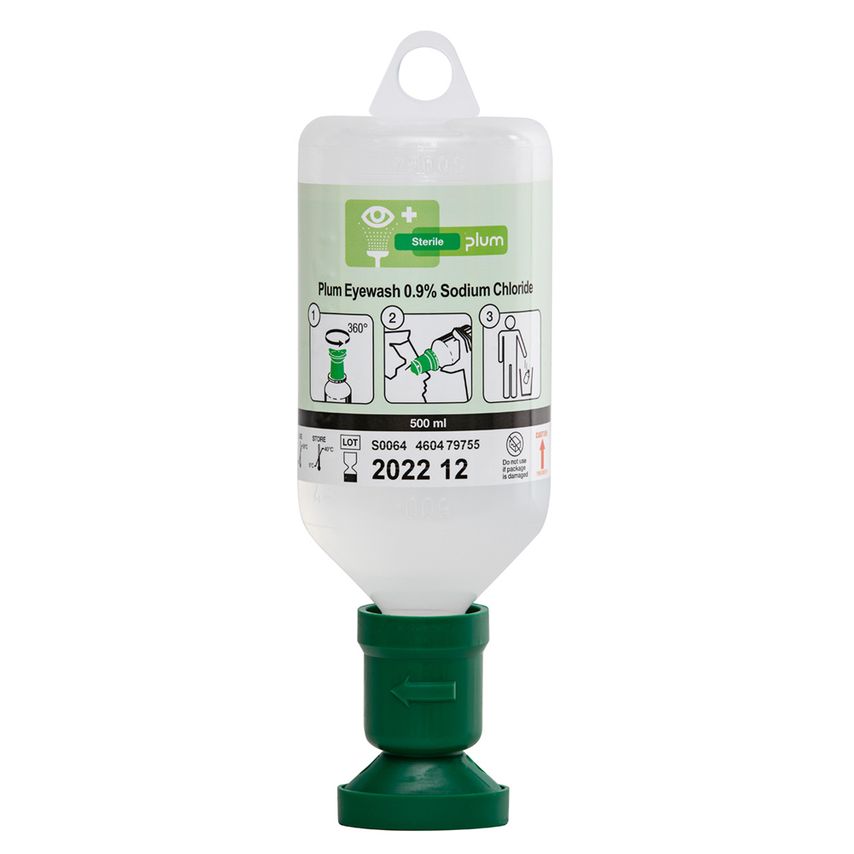 B Click Medical Plum Eyewash 500ml 0.9% Sodium Chloride Eyecup