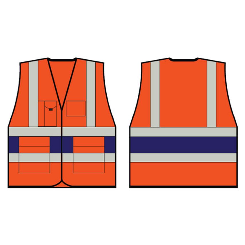 Beeswift Orange Executive Vest with Navy Blue Band XL