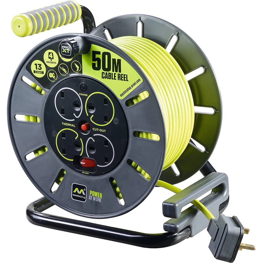 50m 4-Socket 13A Heavy Duty Extension Lead Cable Reel - OLU50134SL-PX