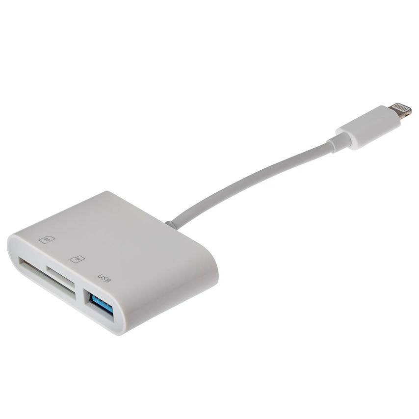 Maplin Lightning Connector Camera Download Adapter Sd/Microsd Card Reader & Usb-