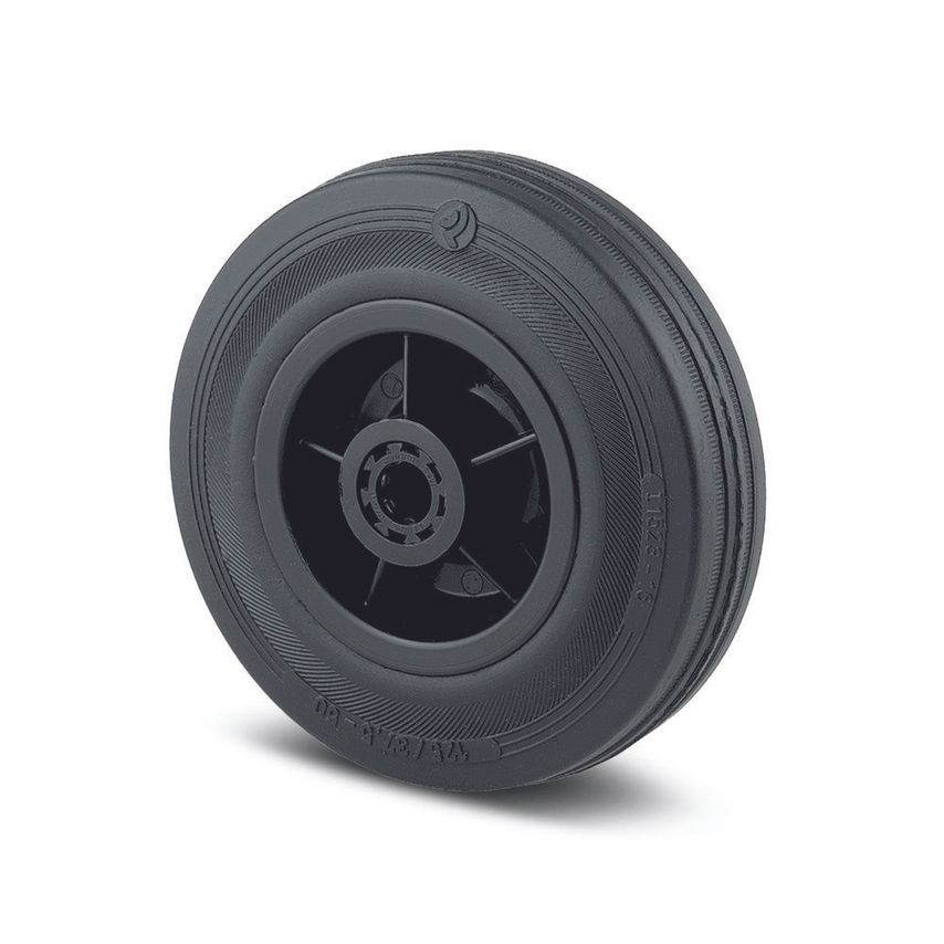 Puretech Wheels Black Solid Rubber Wheel Only 250mm Wheel Dia 295kg