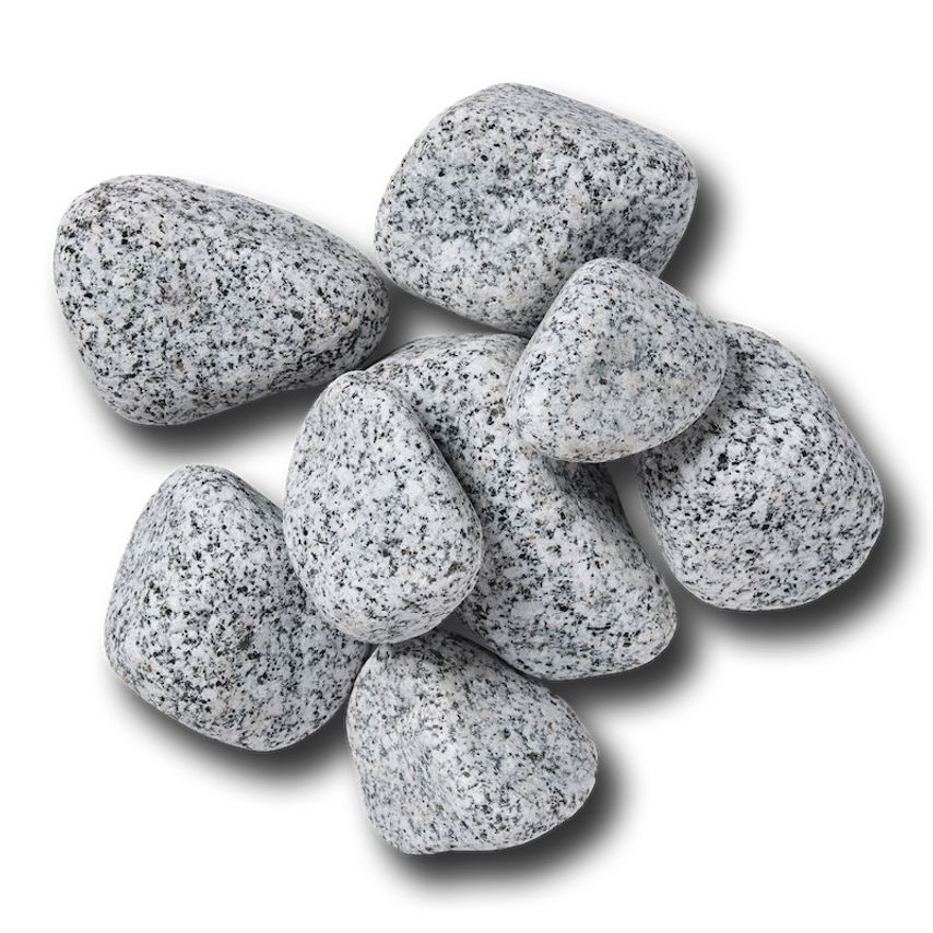 40 100mm Silver/Grey Round & Oval Cobbles SpeckLED Silver Bag 850kg