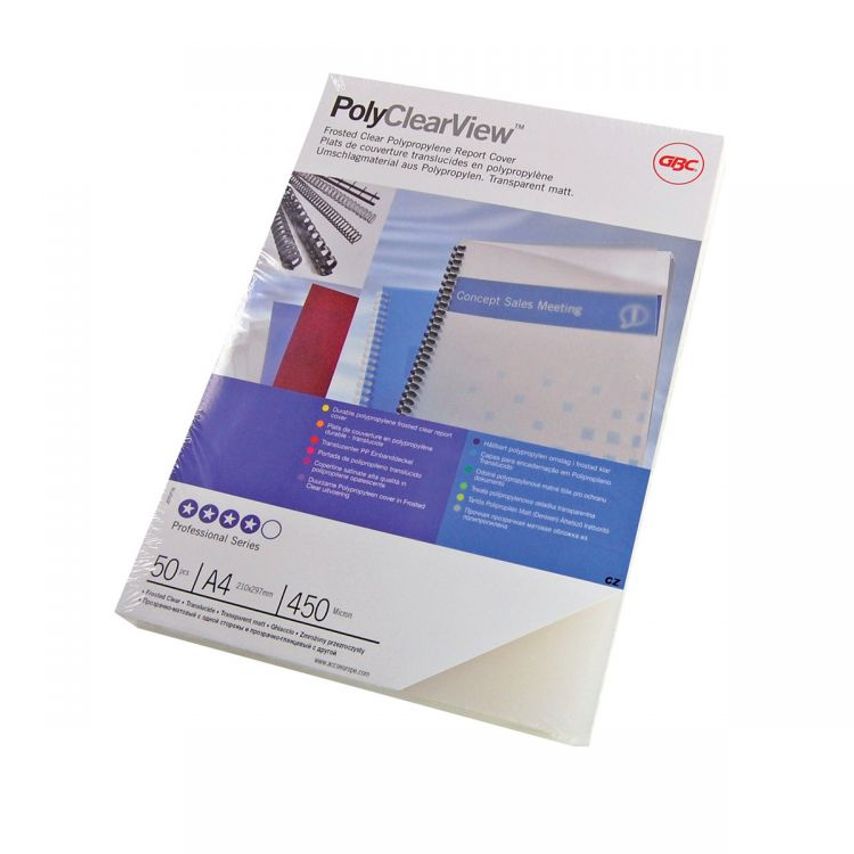 GBC IB387159 PolyClearView A4 450 Micron Binding Cover Pack of 50