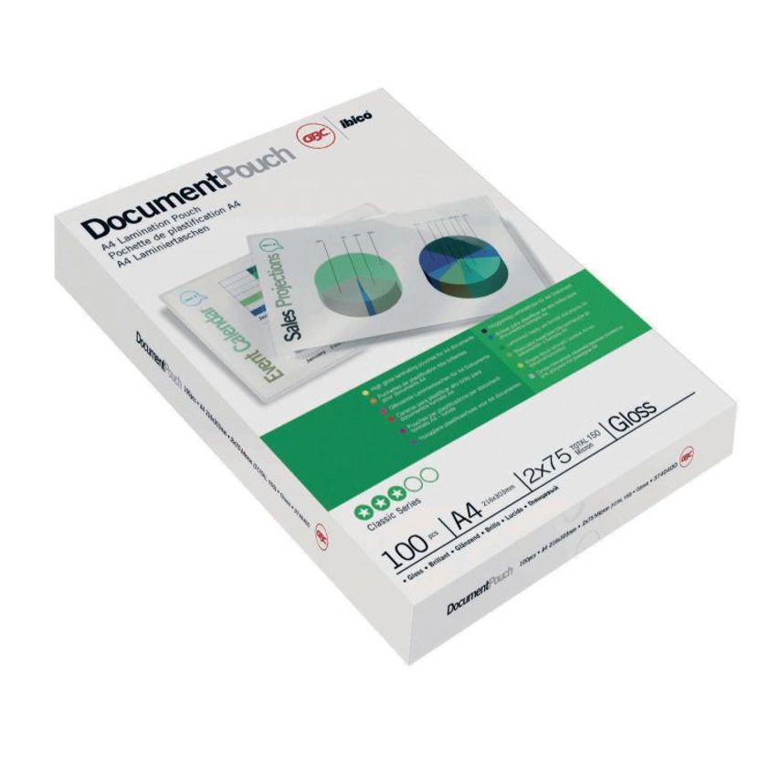 GBC 3740400 Document Pouch Gloss A4 75 Micron Pack of 100