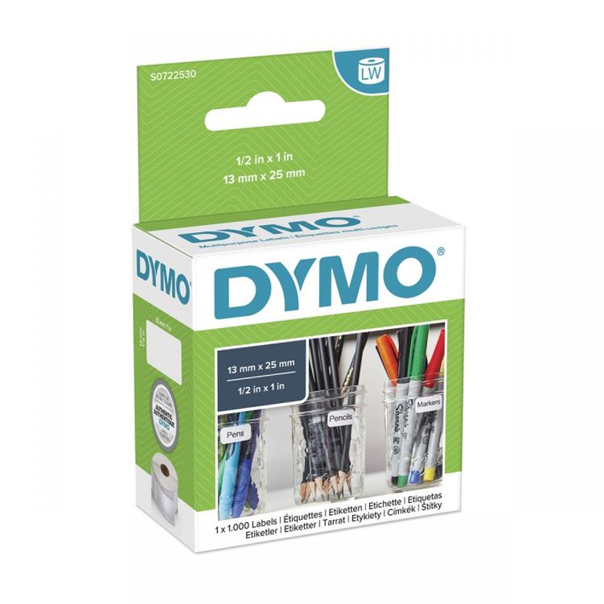 Dymo 11353 13mm X 25mm Multi-Purpose Labels Black on White