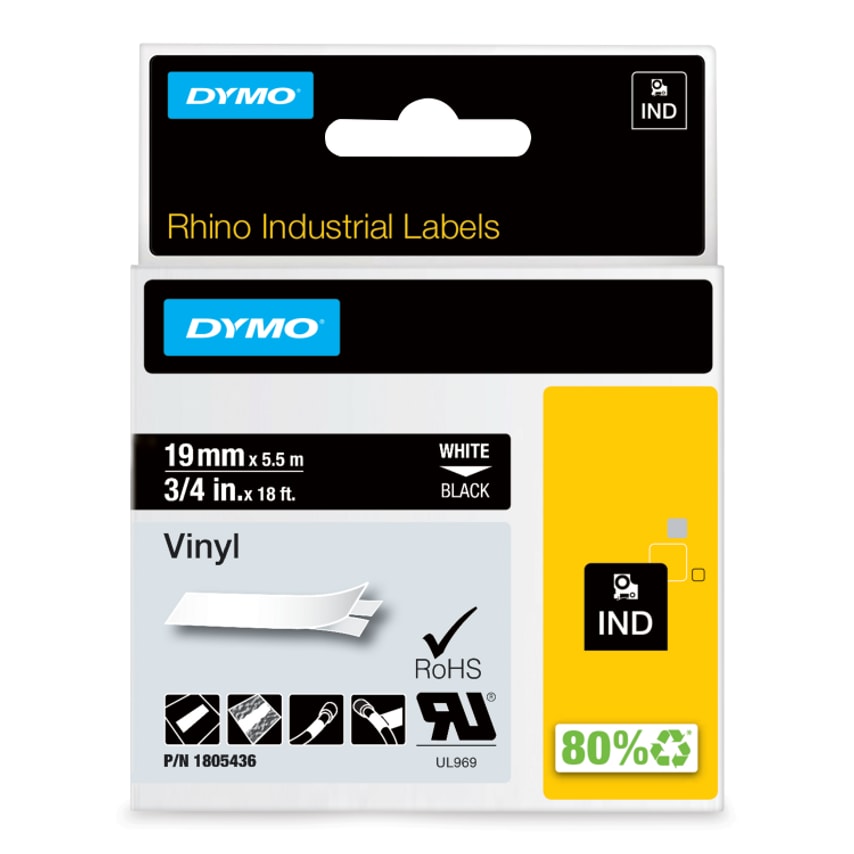 Dymo 1805436 19mm White on Black