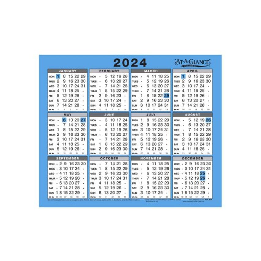 Shop At-A-Glance 2024 Wall/Desk Calendar Year to View Gloss Board ...