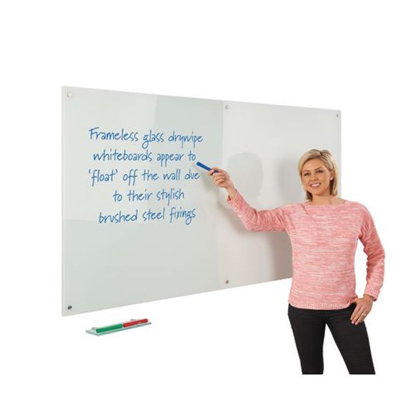 Slingsby WriteOn Magnetic Glass Whiteboards, 450 X 600mm, White