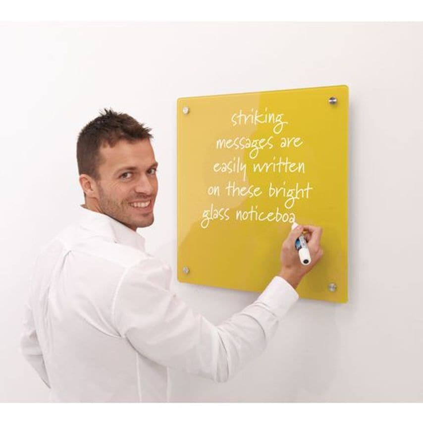 Slingsby WriteOn Magnetic Glass Whiteboards, 500 X 500mm, Yellow