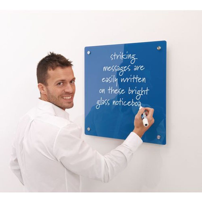 Slingsby WriteOn Magnetic Glass Whiteboards, 500 X 500mm, Blue