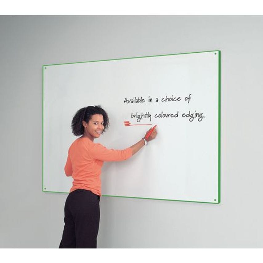 Slingsby WriteOn Coloured Edge Whiteboards - 1200 X 2400, Green Edge