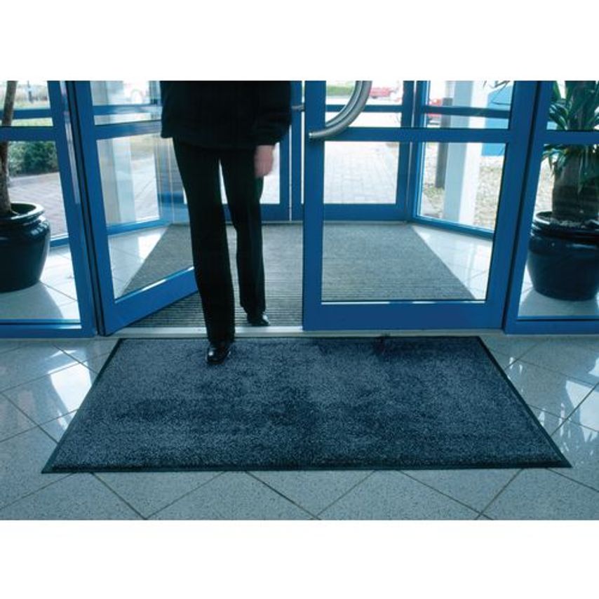 Slingsby Washable Entrance Mats, Black/steel, 600 X 850