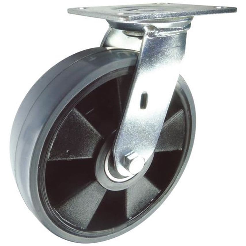 Slingsby Medium Duty Swivel Castor with Polyurethane Tyre & Nylon Centre, 125mm