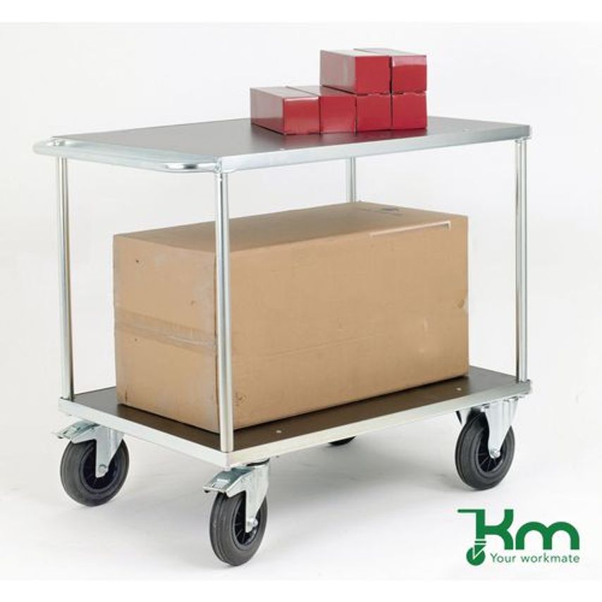 Slingsby Konga Heavy Duty Laminated Wood Shelf Trolleys, with Galvanised Frame 4