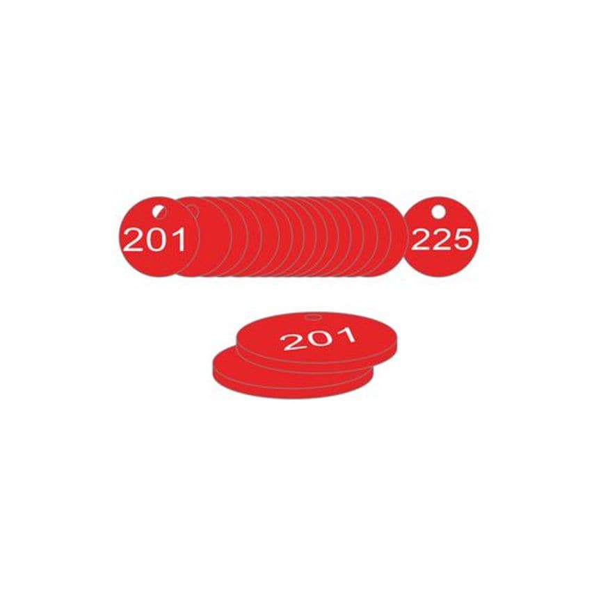 Slingsby 38mm Traffolyte Valve Marking Tags - Red (201 to 225)