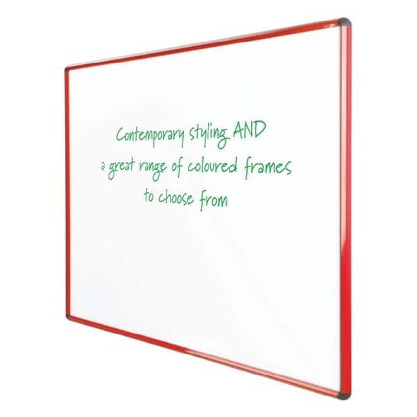Slingsby Shield Deluxe Coloured Frame Whiteboards - 600 X 450mm, Red