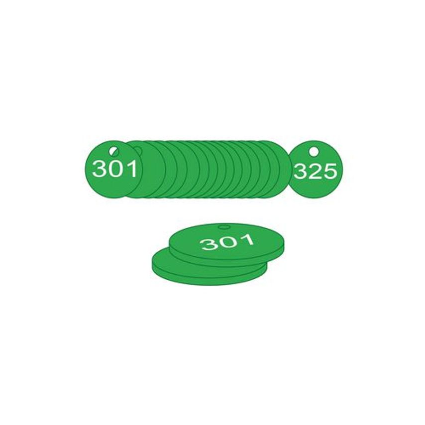 Slingsby 38mm Traffolyte Valve Marking Tags - Green (301 to 325)