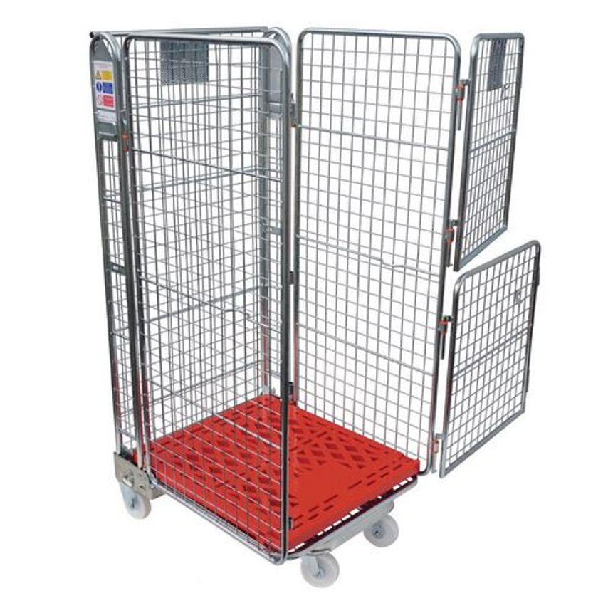 Slingsby Nestable 'A' Frame Roll Containers with Mesh Panels - Red Plastic Base