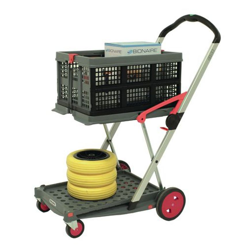 Slingsby Clax Folding Trolley, Red/Grey 413624