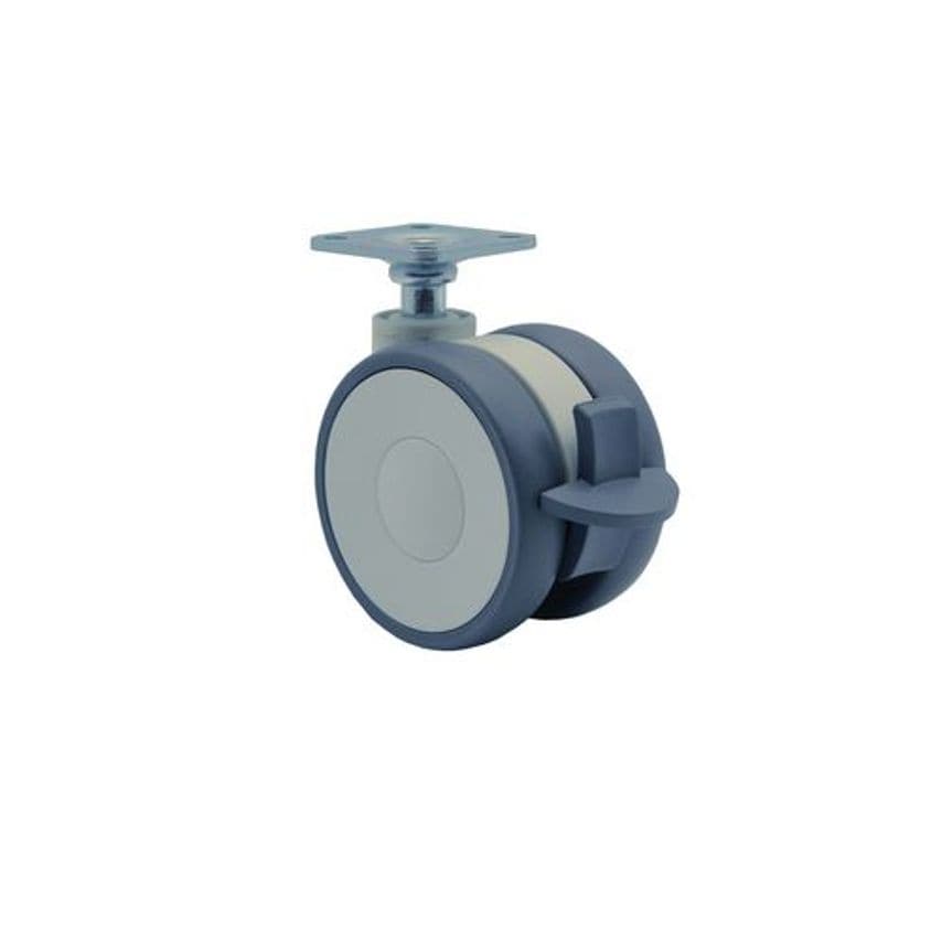 Slingsby Tente Polyurethane Tyred Twin Wheel Swivel Castors, Plate Fixing - Brak