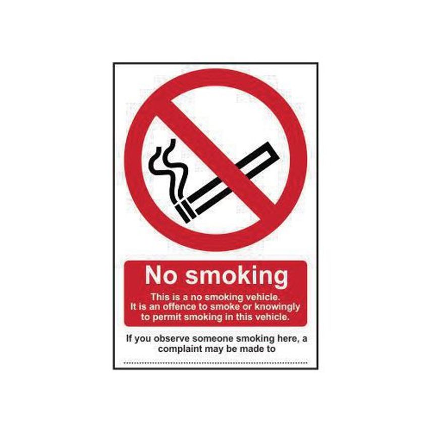 Slingsby No Smoking This is A No Smoking Vehicle Sign 422007