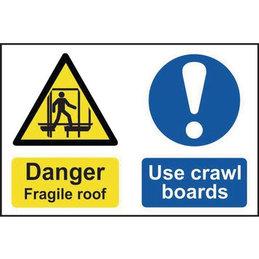 Slingsby Danger Fragile Roof Use Crawl Boards Sign 423096