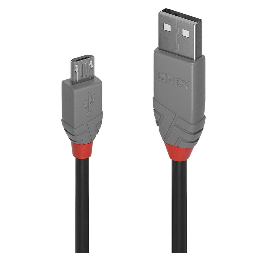 Lindy 0, 2m USB 2.0 Type A to Micro-B Cable, Anthra Line