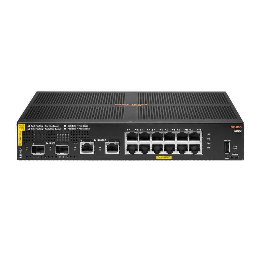 HPE Aruba Networking 6000 12G Class4 PoE 2G/2SFP 139W Managed L3 Gigabit Etherne