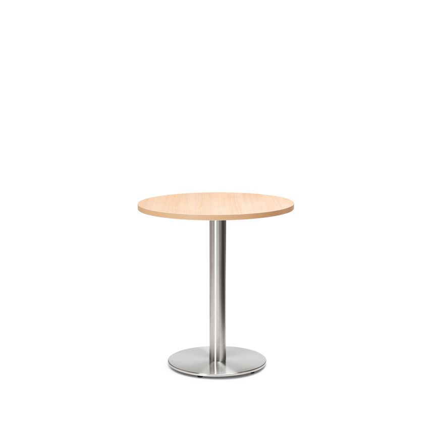 Danilo table Stainless Steel Metal Dining Base & 800mm Round Oak MFC Top