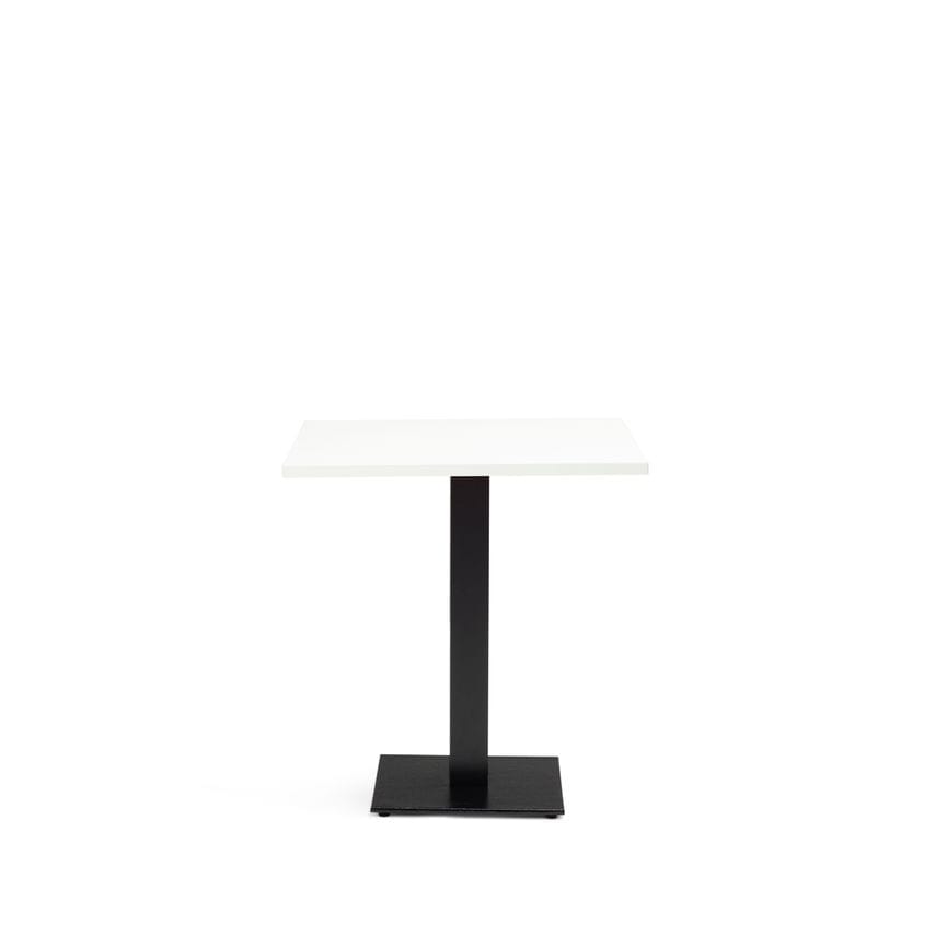 Forza table Black Cast Metal Dining Base & 800mm Square White MFC Top