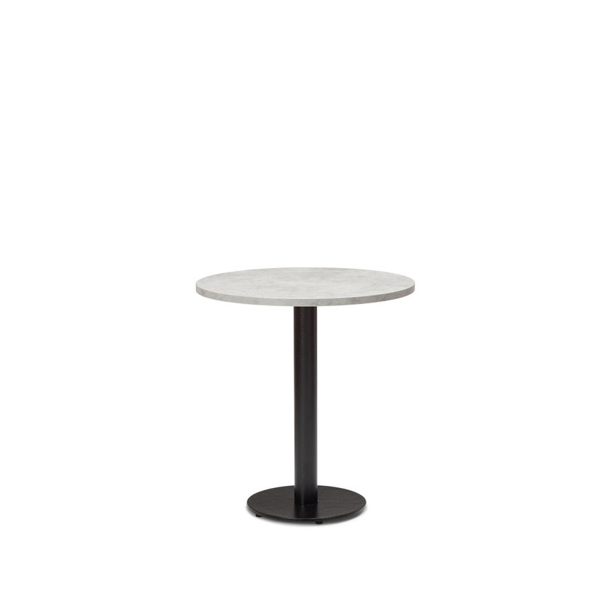 Forza table Black Cast Metal Dining Base & 600mm Round Concrete MFC Top